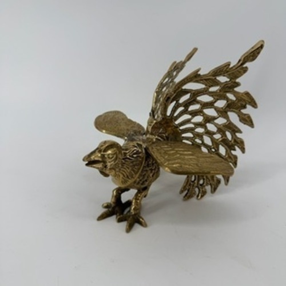 Vintage Brass Rooster Figurine Rooster Statue Mid Century Modern Decor